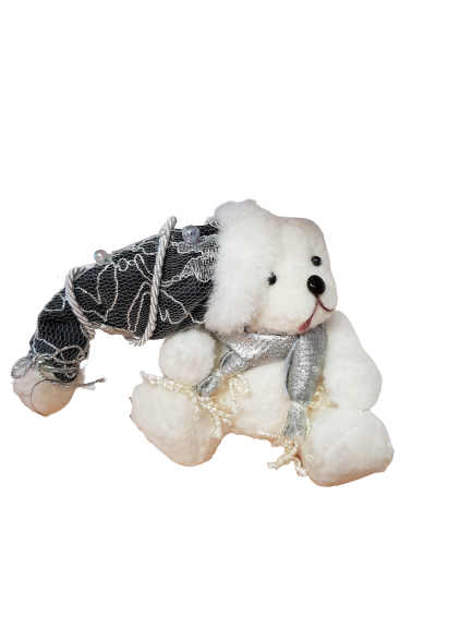 Коледна фигурка Ahelos, Мече, Текстилно, 11х8 см