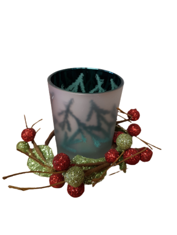 Коледен свещник Ahelos, Стъклен, Чаена свещ, Зелен