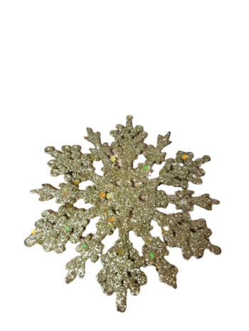 Коледна украса , Снежинки, 3 броя, Златисти, 9х5 см