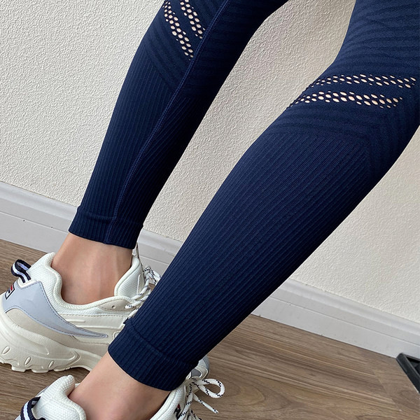 Ženske sportske tajice s visokim strukom i mrežom za fitness i trčanje