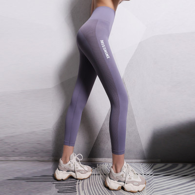 Ženske sportske tajice za trening sa visokim strukom i natpisom