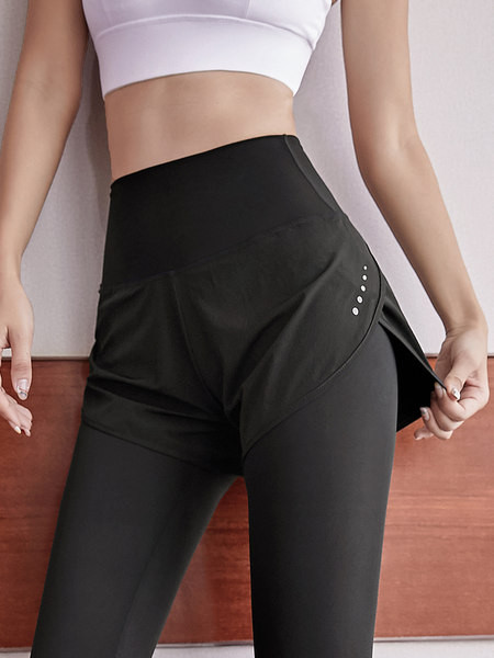 Ženske fitness tajice s kratkim hlačama i visokim strukom