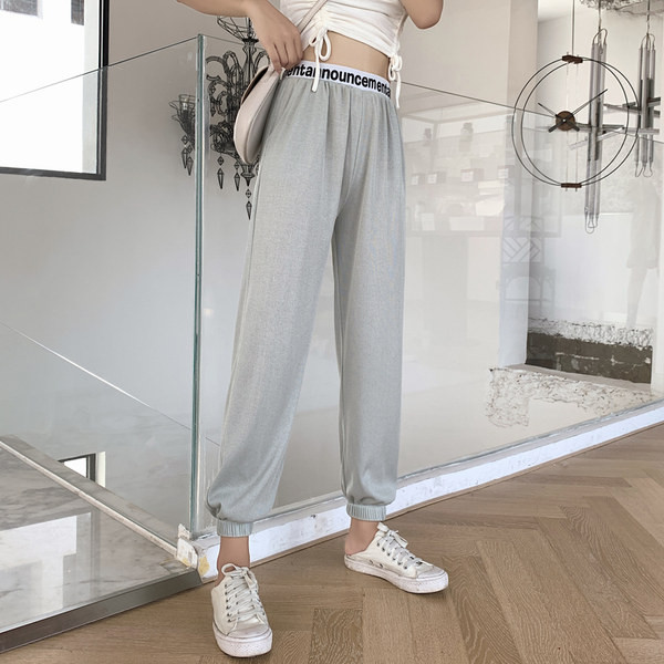 Ženske sportske hlače s visokim strukom - široki model