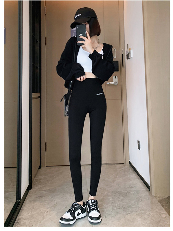 Ženske dnevne sportske tajice s visokim strukom i natpisom