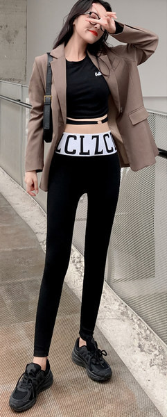 Ženske tajice od samtastog žerseja sa širokom elastičnom trakom