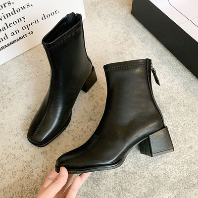 Ženske proljetno-jesenske čizme od eko kože sa patentnim zatvaračem