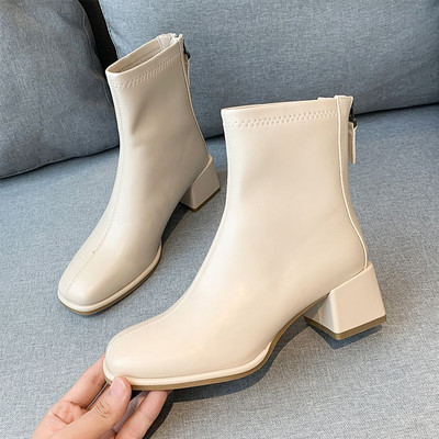 Ženske proljetno-jesenske čizme od eko kože sa patentnim zatvaračem