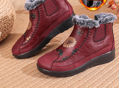 Zategnute pamučne cipele ženske zimske plus baršunaste zadebljane tople neklizajuće majčine cipele mekani potplat bakine cipele čizme za snijeg za srednje i starije osobe