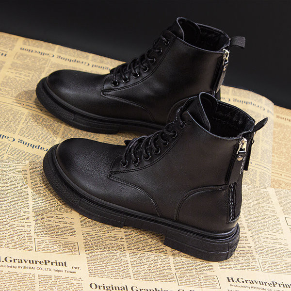 Ženske čizme od eko kože sa patentnim zatvaračem i vezicama