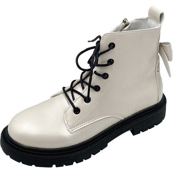 Дамски боти от еко кожа с панделка и връзки