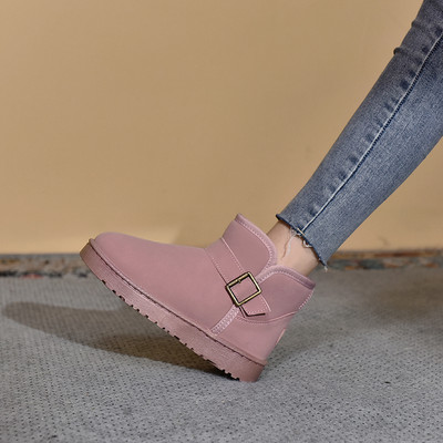 Ženske tople čizme s kopčom i ravnim potplatom