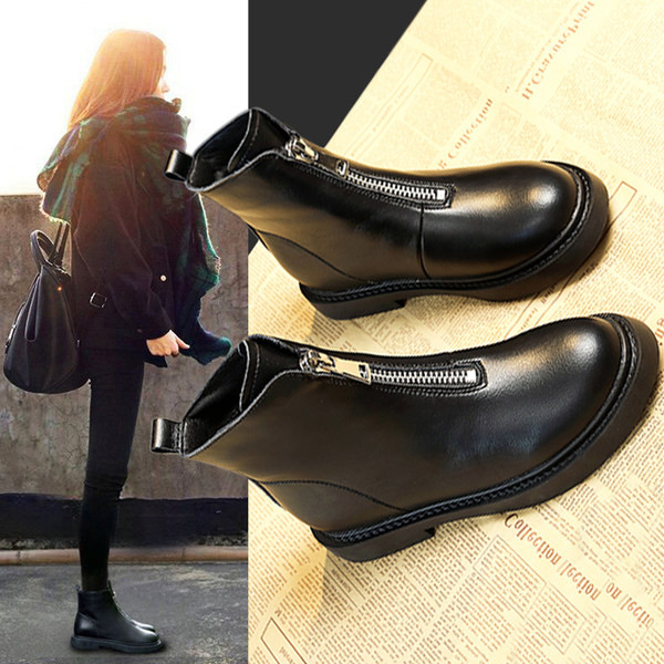 Модерни дамски боти с цип в черен цвят