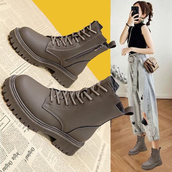 Ležerne ženske čizme s vezicama i patentnim zatvaračem