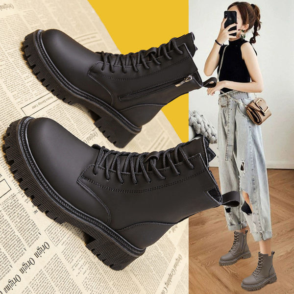 Ležerne ženske čizme s vezicama i patentnim zatvaračem