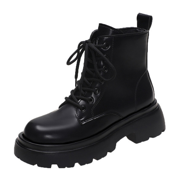 Ženske čizme od umjetne kože sa vezicama