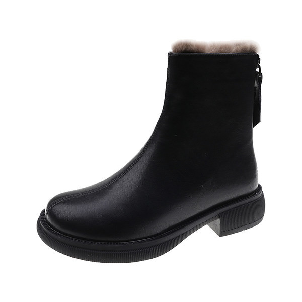 Кожени дамски боти с топла подплата 