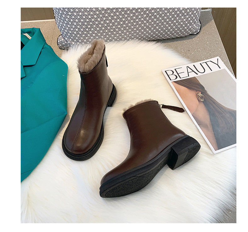 Кожени дамски боти с топла подплата 