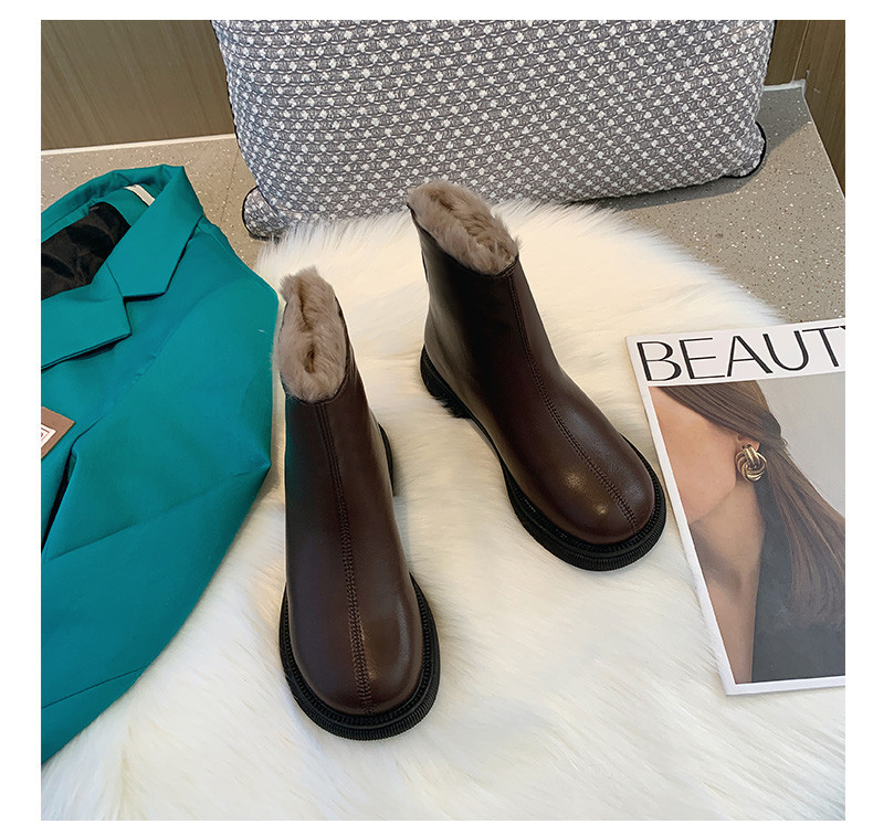Кожени дамски боти с топла подплата 