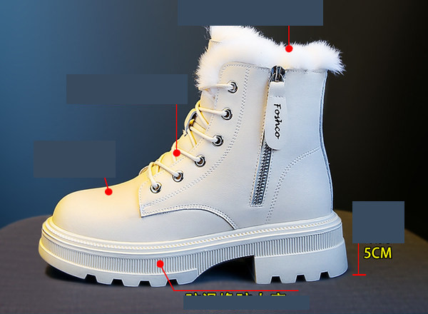 Дамски боти от еко кожа с цип и подплата от еко косъм