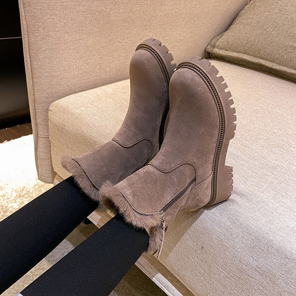 Ženske zimske čizme od eko brušene kože sa toplom postavom