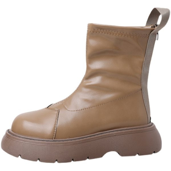 Ženske čizme od eko kože jednobojni model sa ravnom platformom