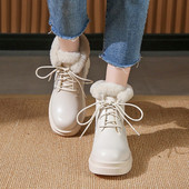 Kožne čizme s toplom postavom i vezicama