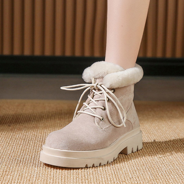 Kožne čizme s toplom postavom i vezicama