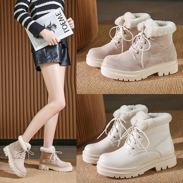 Kožne čizme s toplom postavom i vezicama