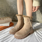 Ženske čizme od eko brušene kože s toplom postavom