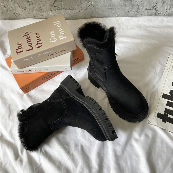 Ženske čizme od eko brušene kože s toplom postavom