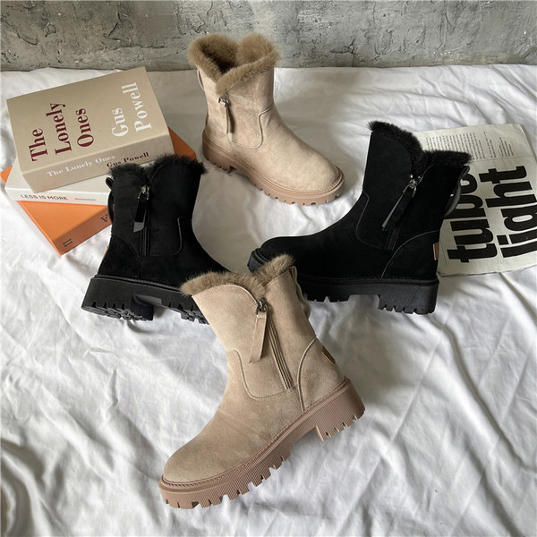 Ženske čizme od eko brušene kože s toplom postavom