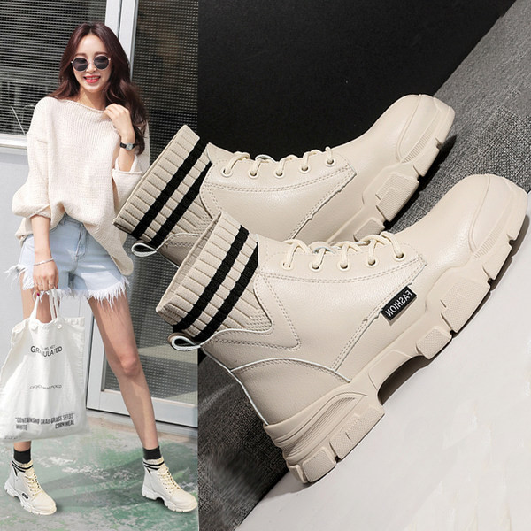 Novi model ženskih kožnih čizama na pertlu u crnoj i bež boji