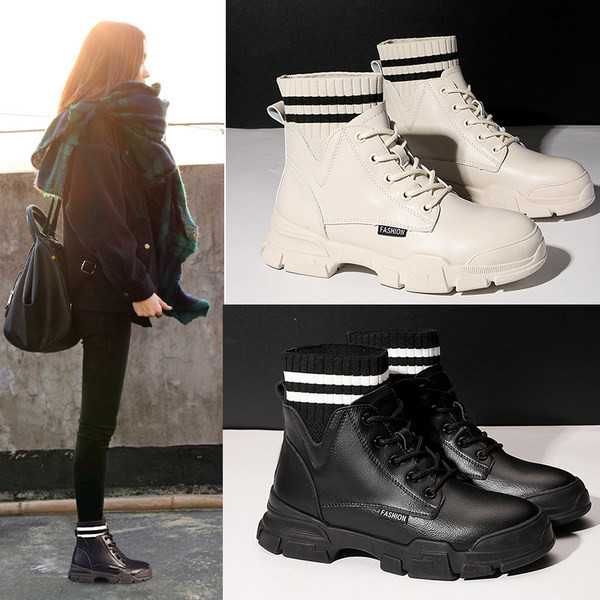 Novi model ženskih kožnih čizama na pertlu u crnoj i bež boji