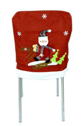 Коледен аксесоар  Ahelos, Калъф за стол, Снежен човек, 63х48 см