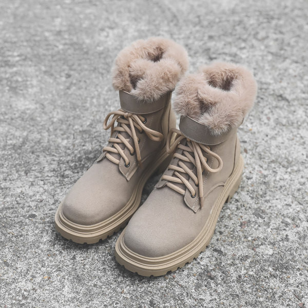 Ženske čizme od eko brušene kože s grubim đonom i toplom postavom