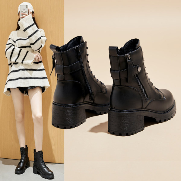 Novi model ženskih kožnih čizama na nisku četvrtastu petu