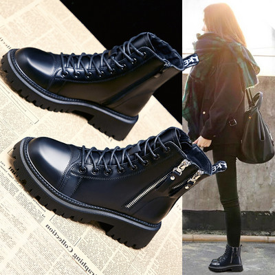 Ženske zimske čizme od eko kože sa vezicama i patentnim zatvaračem