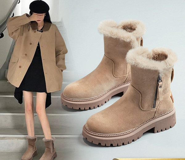 Ženske čizme od umjetnog antilopa s toplom postavom