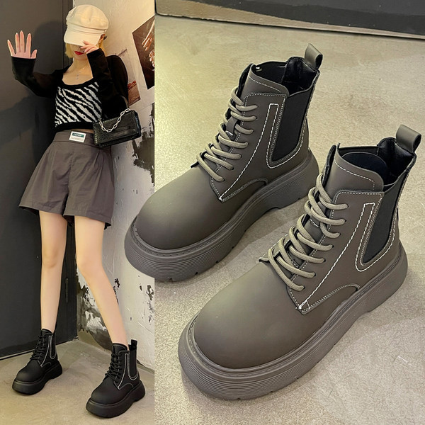 Ženske kožne čizme sa vezicama u dvije boje