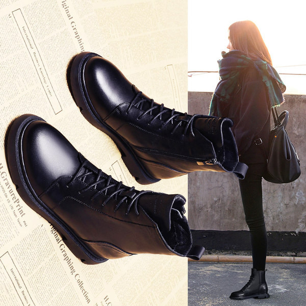 Ležerne ženske čizme od eko kože sa vezicama i patentnim zatvaračem