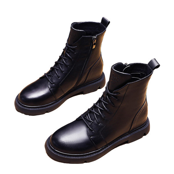 Ležerne ženske čizme od eko kože sa vezicama i patentnim zatvaračem