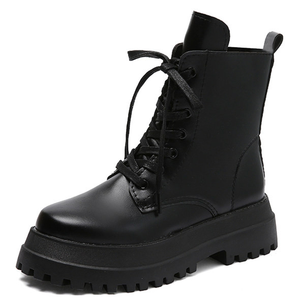 Moderne ženske čizme sa debelim đonom sa vezicama