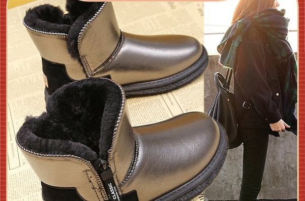 Ženske čizme s toplim patentnim zatvaračem i natpisom