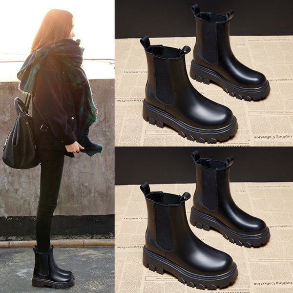 Ženske čizme na lastiku, čisti model od eko kože