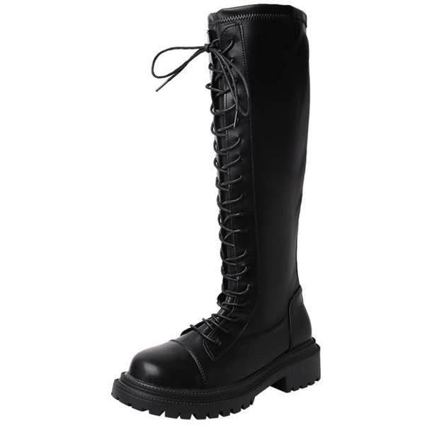 Novi model ženskih čizama od umjetne kože sa vezicama - crne boje