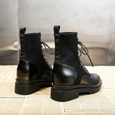 Casual ženske čizme sa vezicama od eko kože i tekstila