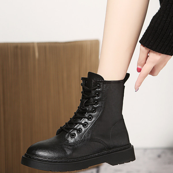 Ženske čizme od eko kože sa vezicama jednobojni model