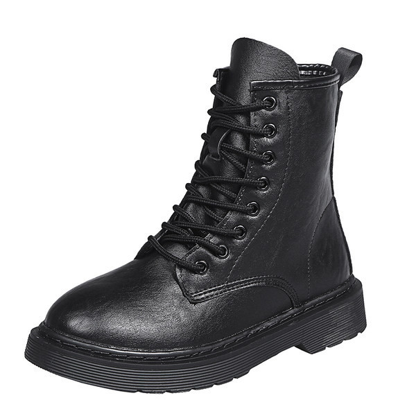 Ženske čizme od eko kože sa vezicama jednobojni model