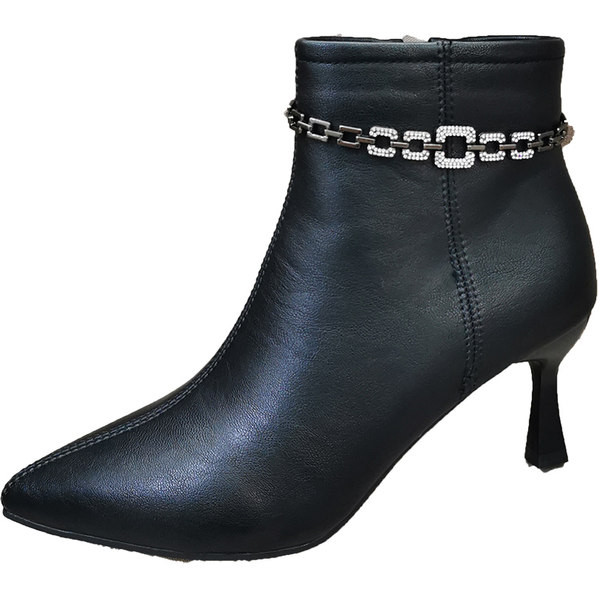 Ženske čizme na špic s visokom petom 5,5 cm i ukrasnim kamenčićima