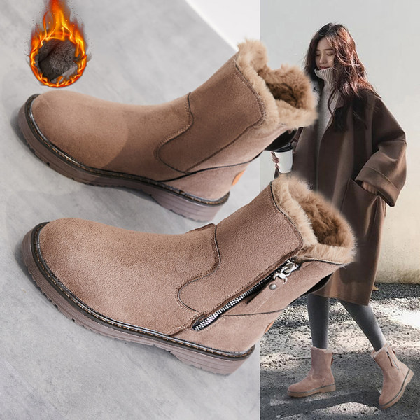 Ženske zimske čizme s toplom postavom i patentnim zatvaračem